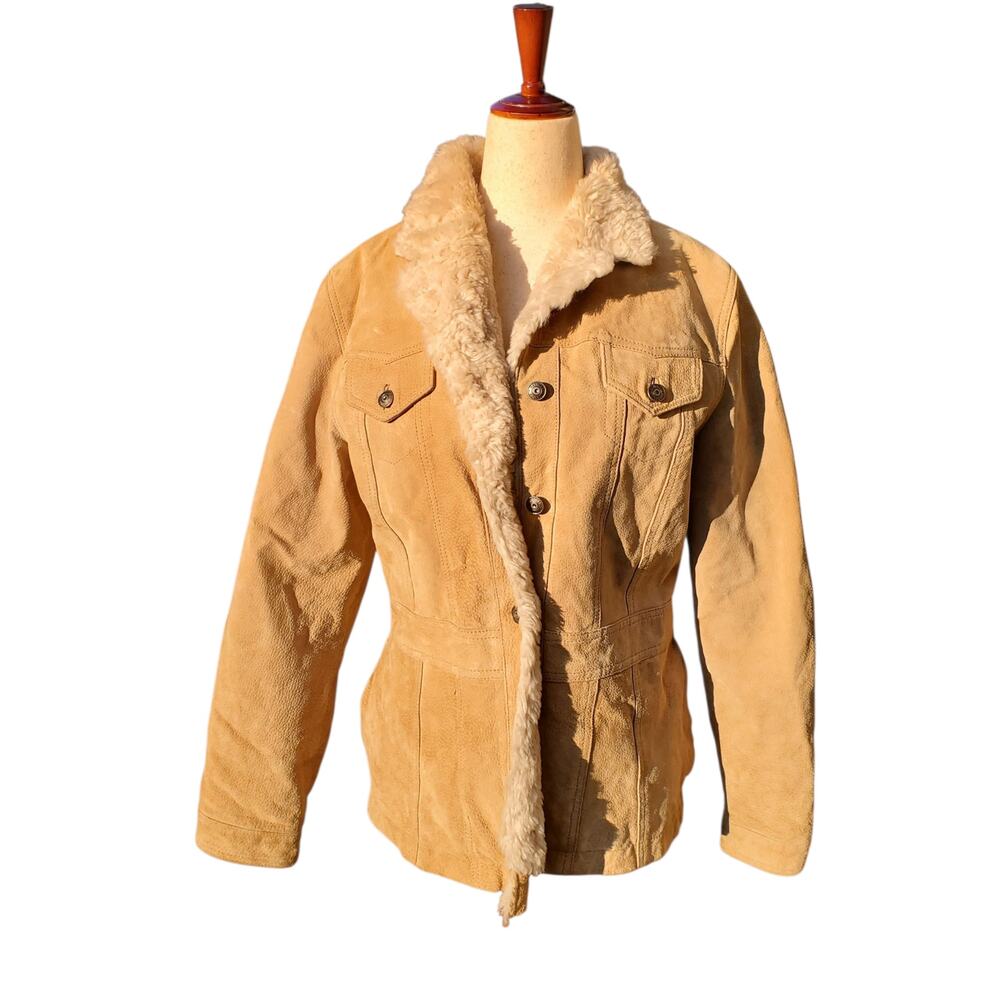 Wilsons Leather Stiffed Suede Faux Shearling Lined Jacket - Women's Medium - Picture 2 of 7